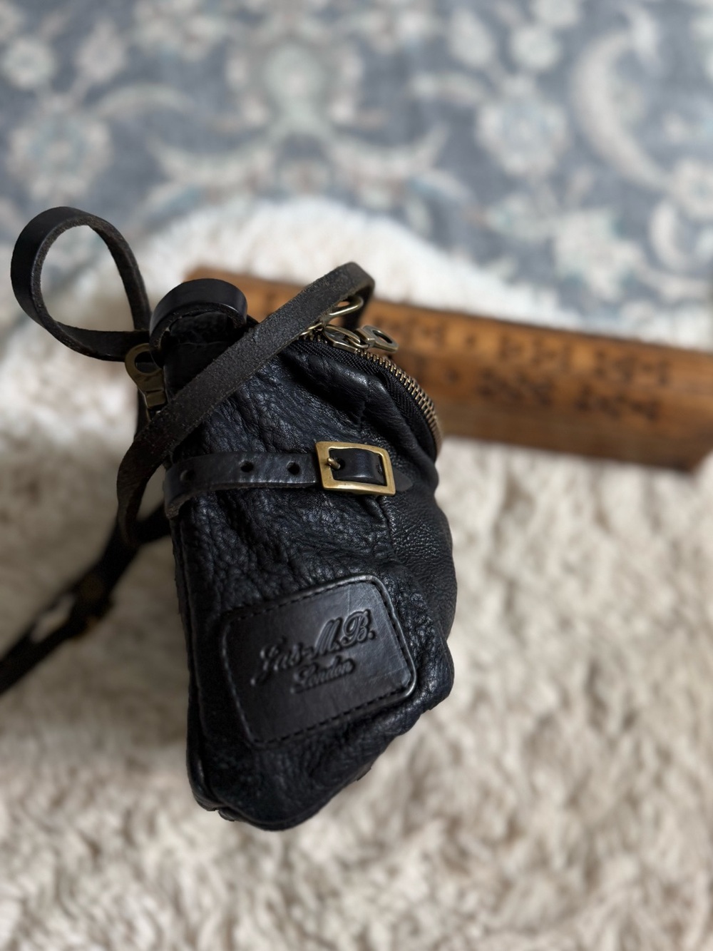 Jas MB Black Leather Cross Body Bag - Picture 6 of 15